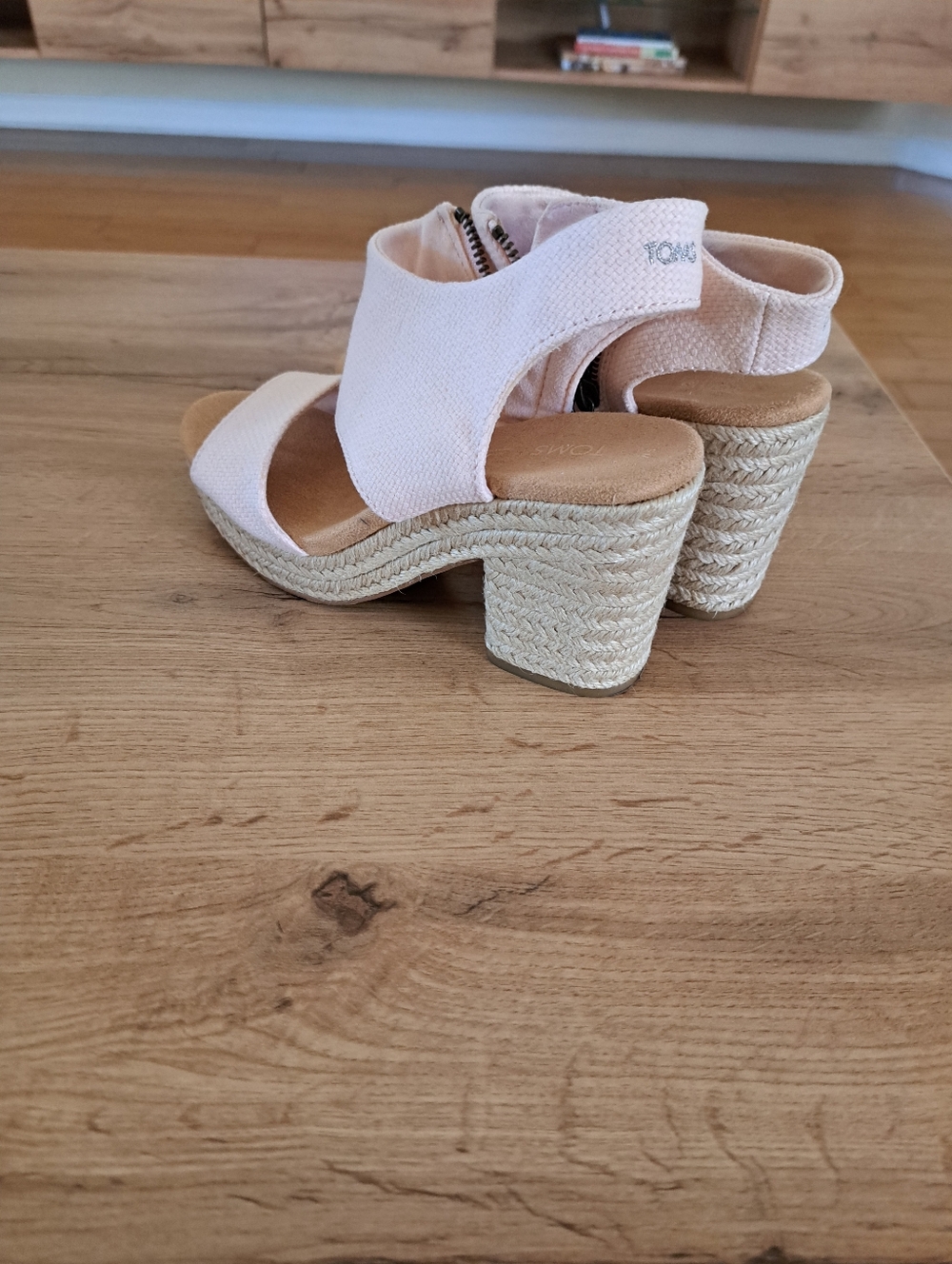 TOMS Blush Pink Espadrille Block Heel Sandals